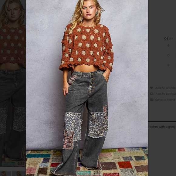 POL “ BRINLEY “ POL Roomy Fit Pants in Denim with Patchwork Detail 53 - Picture 2 of 5